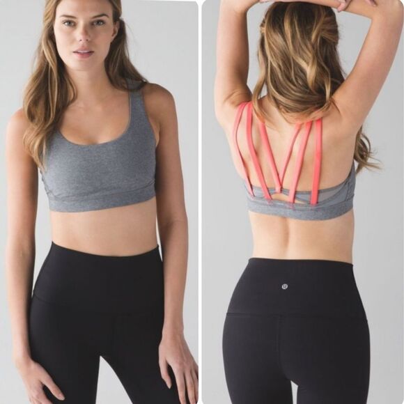 Lululemon Energy Bra Exhale in Heathered Slate / Light Pink - Picture 1 of 6
